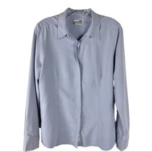 REI blue check hiking camping snap front outdoor ripstop shirt top medium